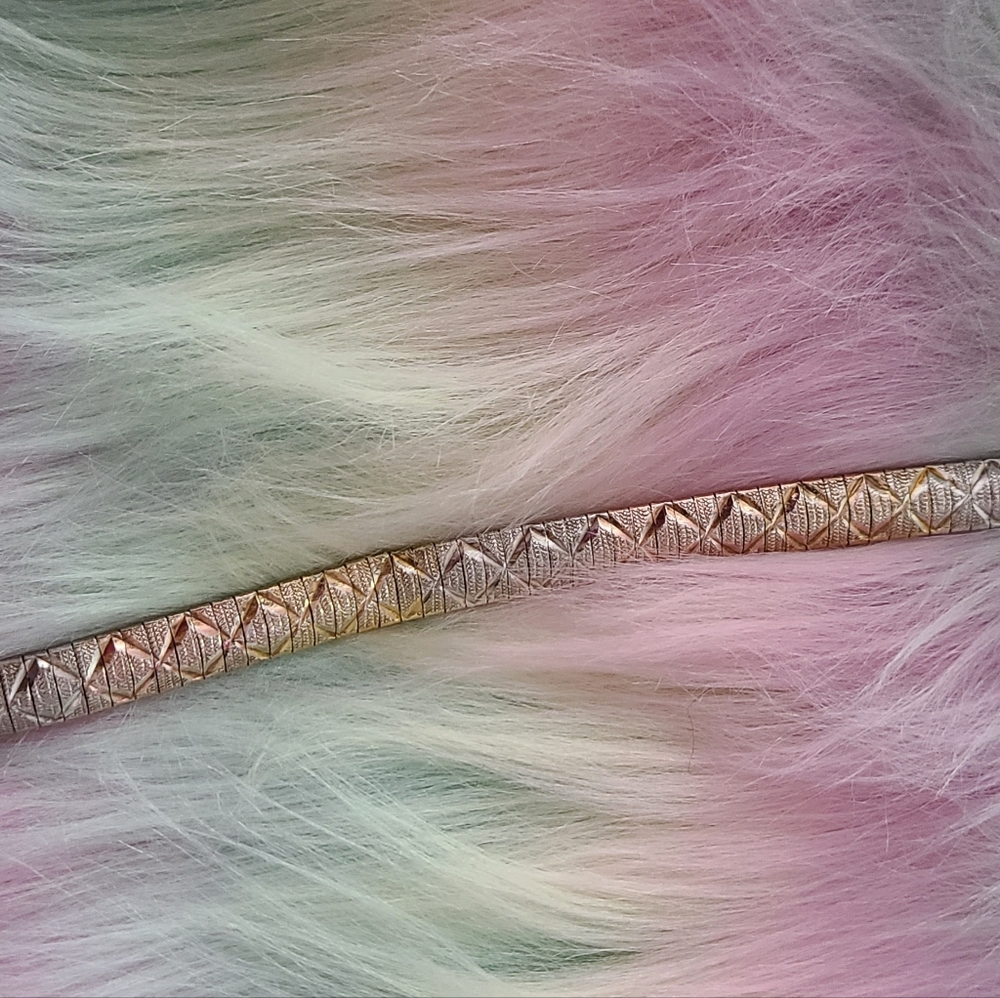 Vintage 7 inch Large Diamond Cut Pattern Two-tone Sterling Silver Bracelet